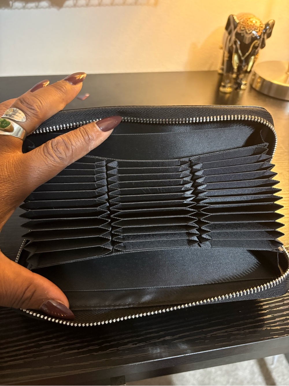 36 Slot RFID Blocking Black Zip-Around Accordion Card Wallet